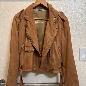 Tan Suede Moto Jacket